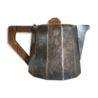 Old silver and wood teapot