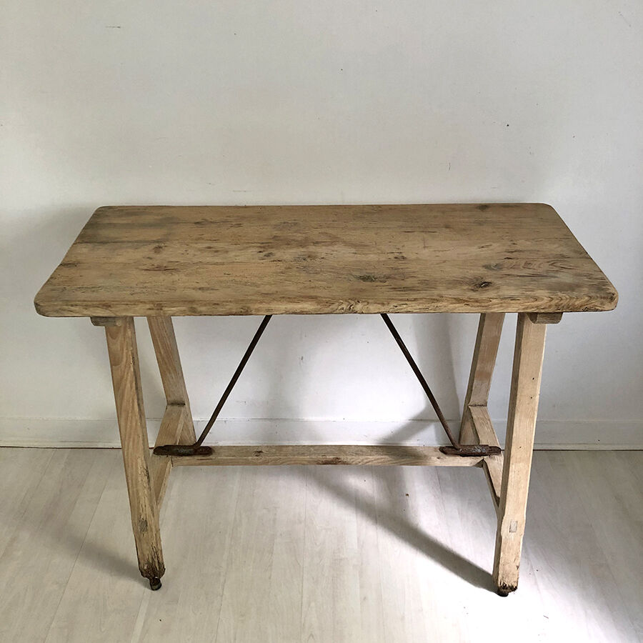 Old raw wood workbench