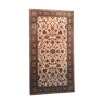 Beige-bottomed rectangular wool rug with brown floral décor