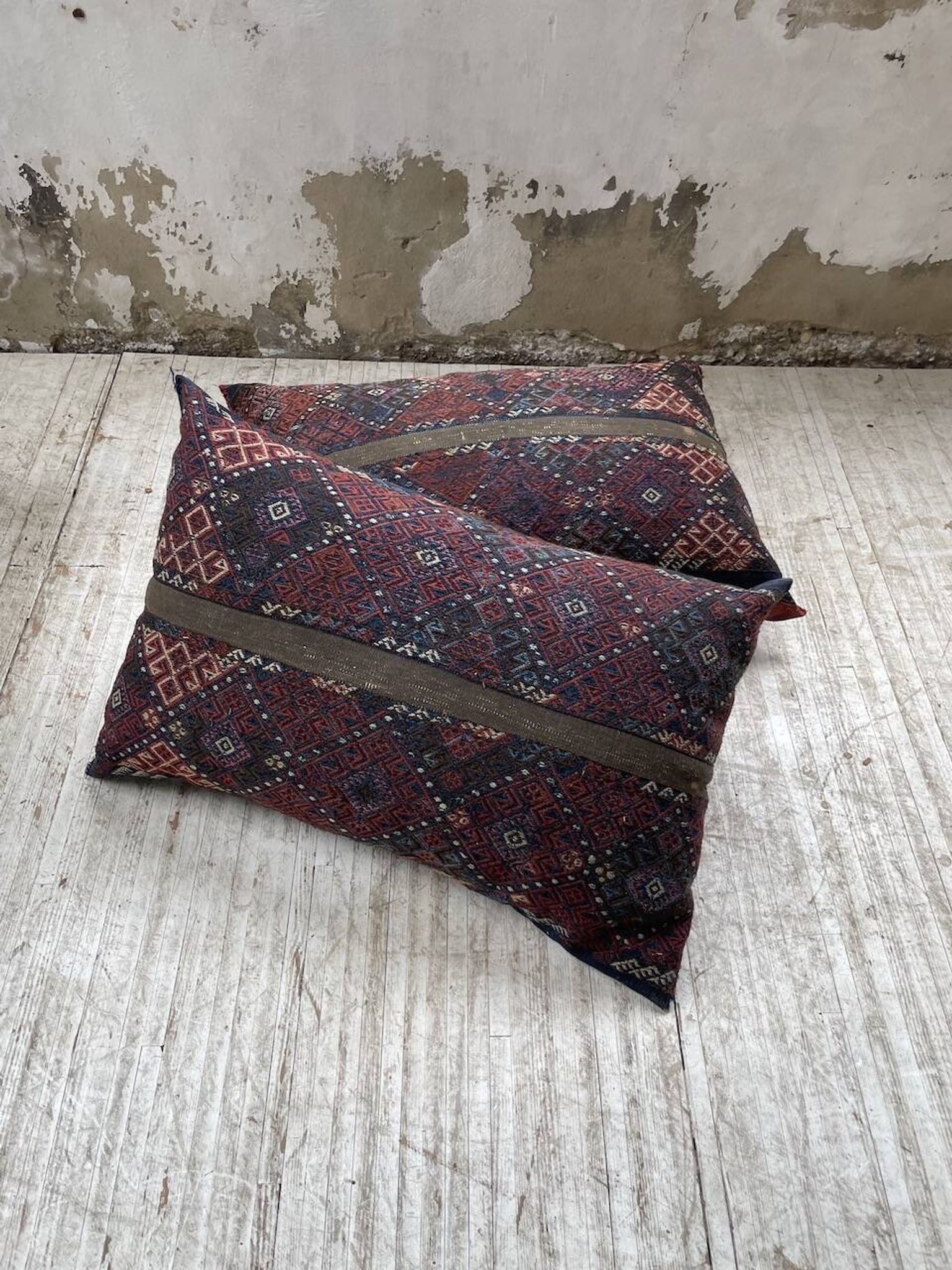 Pair of vintage XXL Kilim cushions
