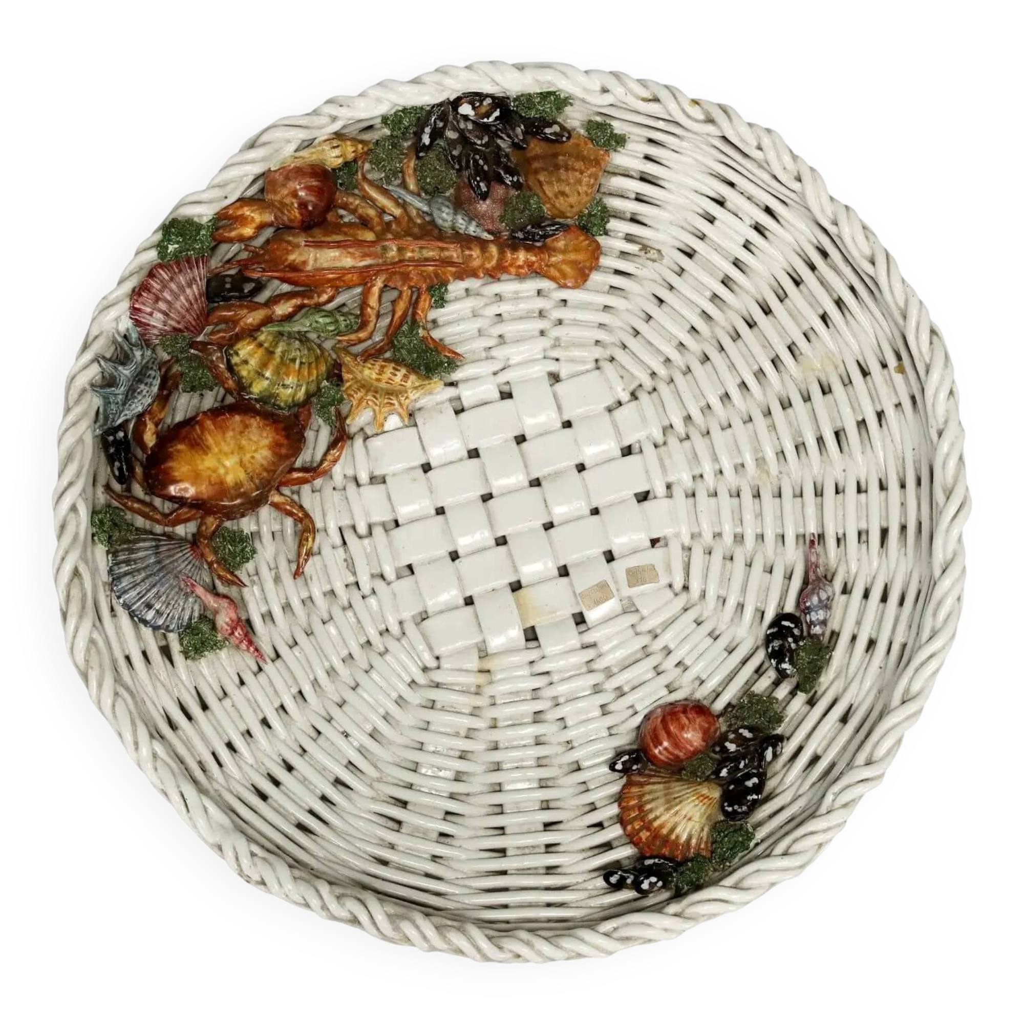 Vintage 1990s ceramic fruit basket by Man. Castellan, Italy.
