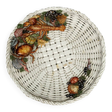 Vintage 1990s ceramic fruit basket by Man. Castellan, Italy.