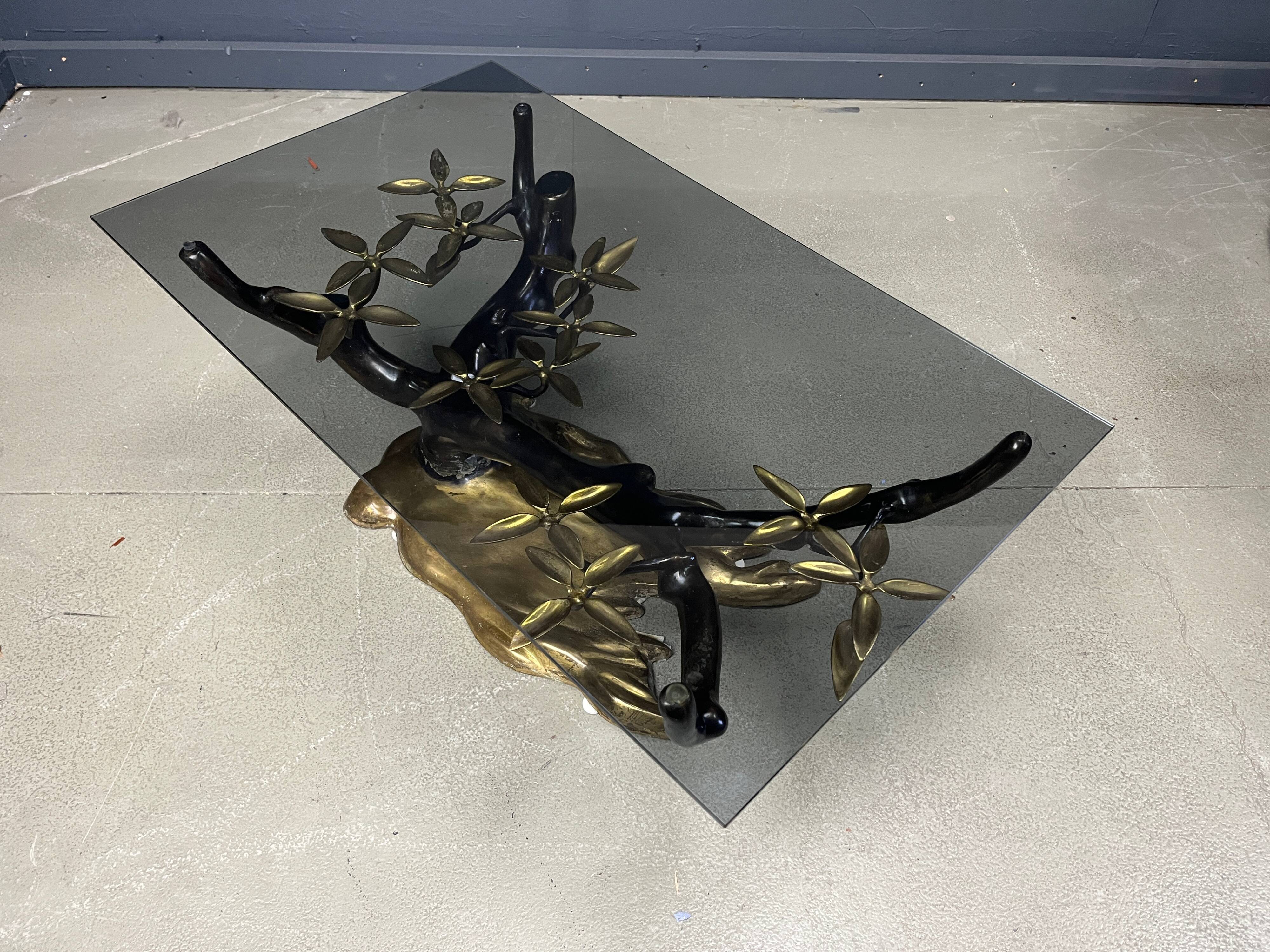 Bronze bonsai coffee table by Willy Daro, 1970s