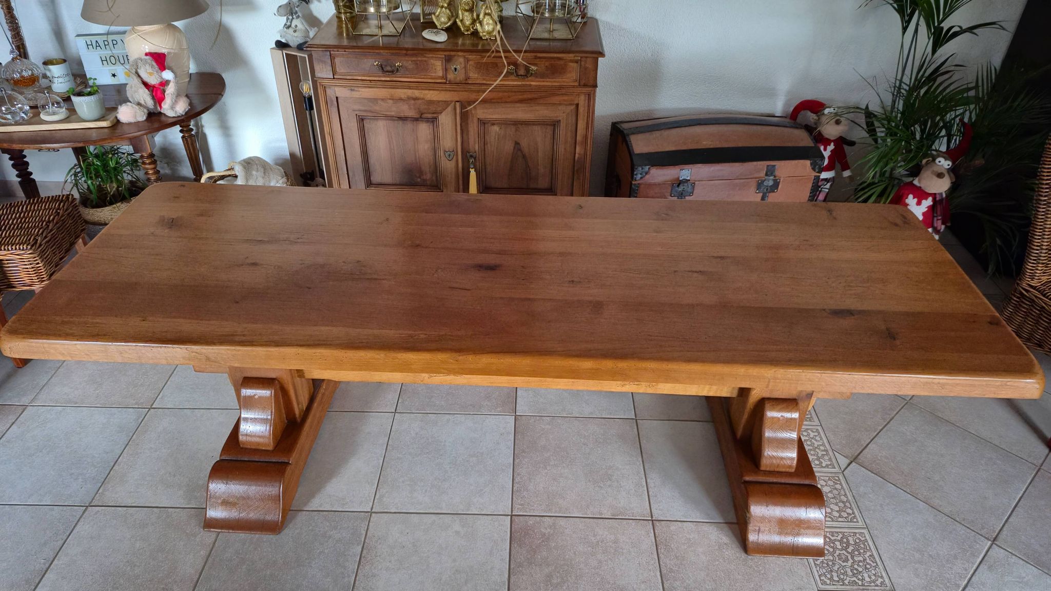 Table de monastère en chêne massif – plateau épais 60 mm – fabrication arti