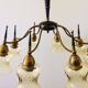 Atomic Age Design Brass and Glass Chandelier, 1950s