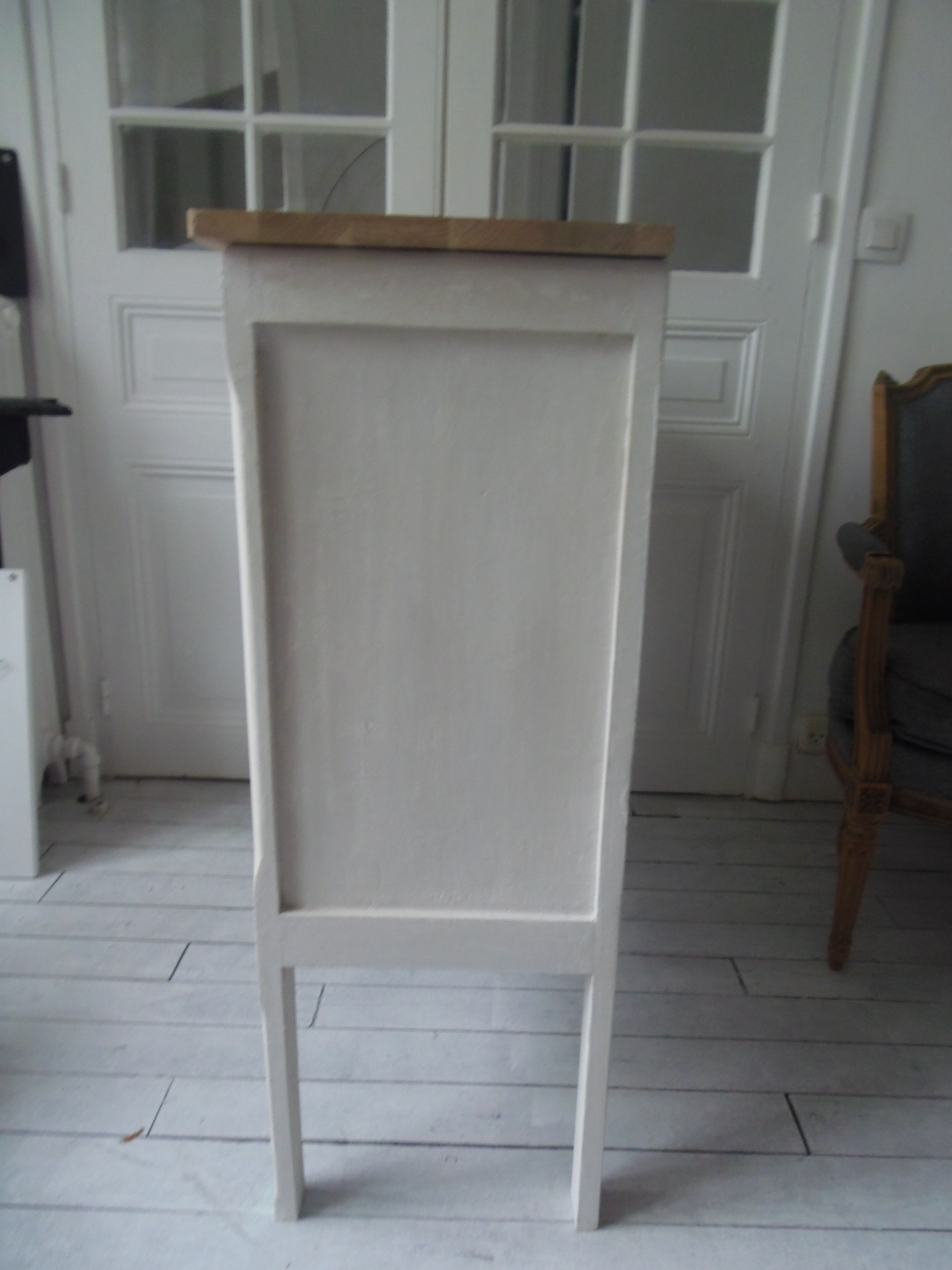 Pearl gray patina vintage oak top buffet