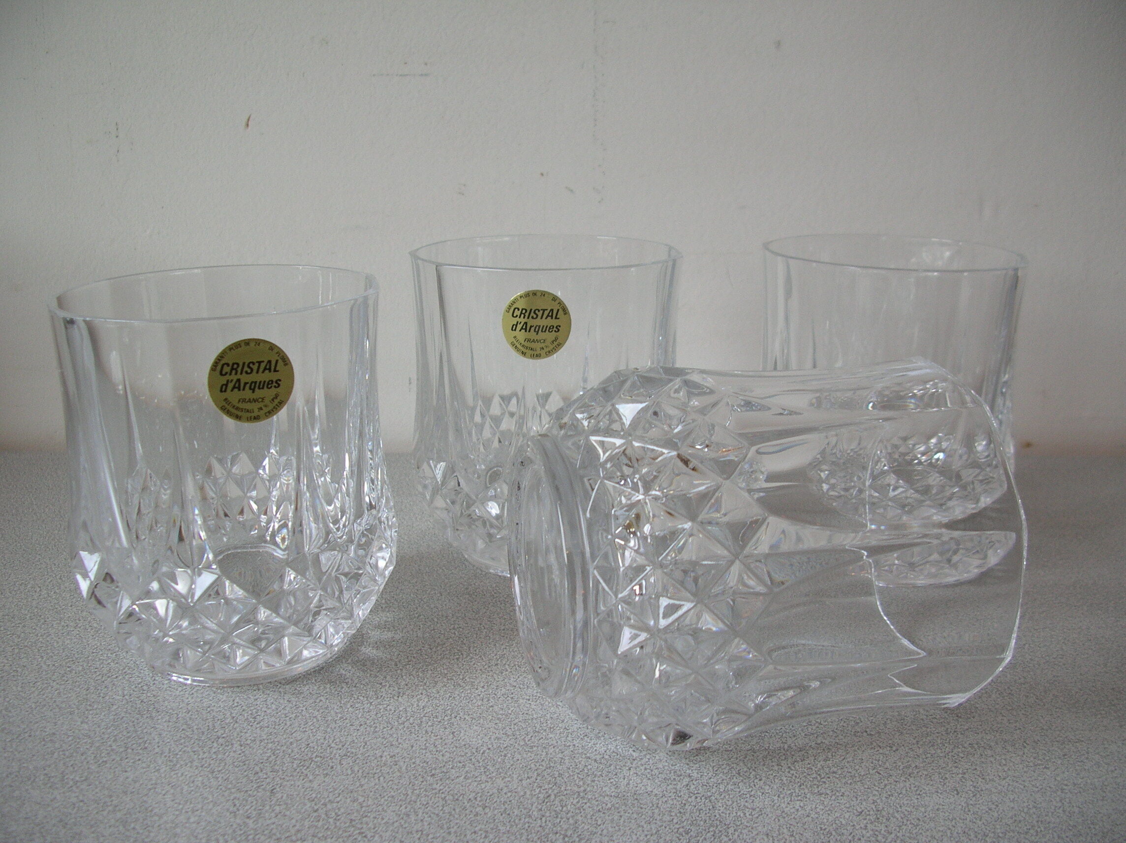 Set of 4 old whisky glasses in arques crystal model longchamp deco living room