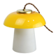 Mid-century yellow glass and brass mushroom table lamp