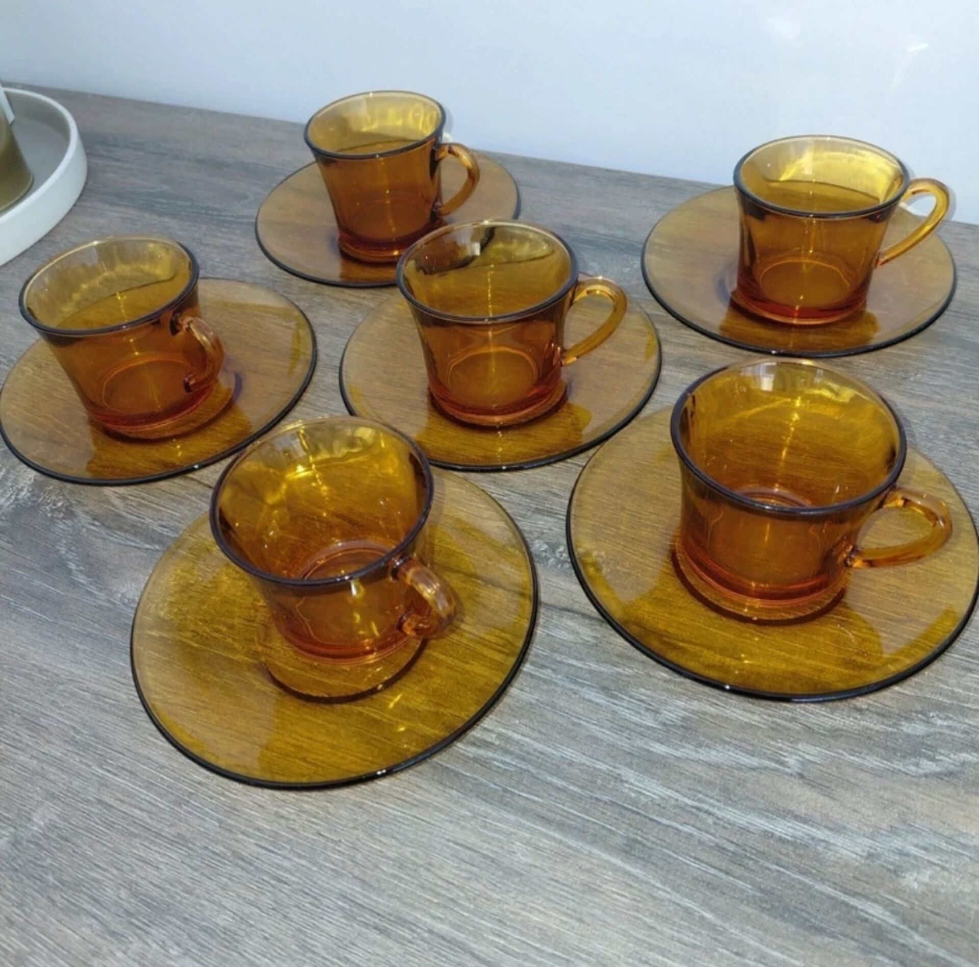 Duralex - 6 tasses et sous tasses verre orange