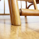 Glass and rattan coffee table