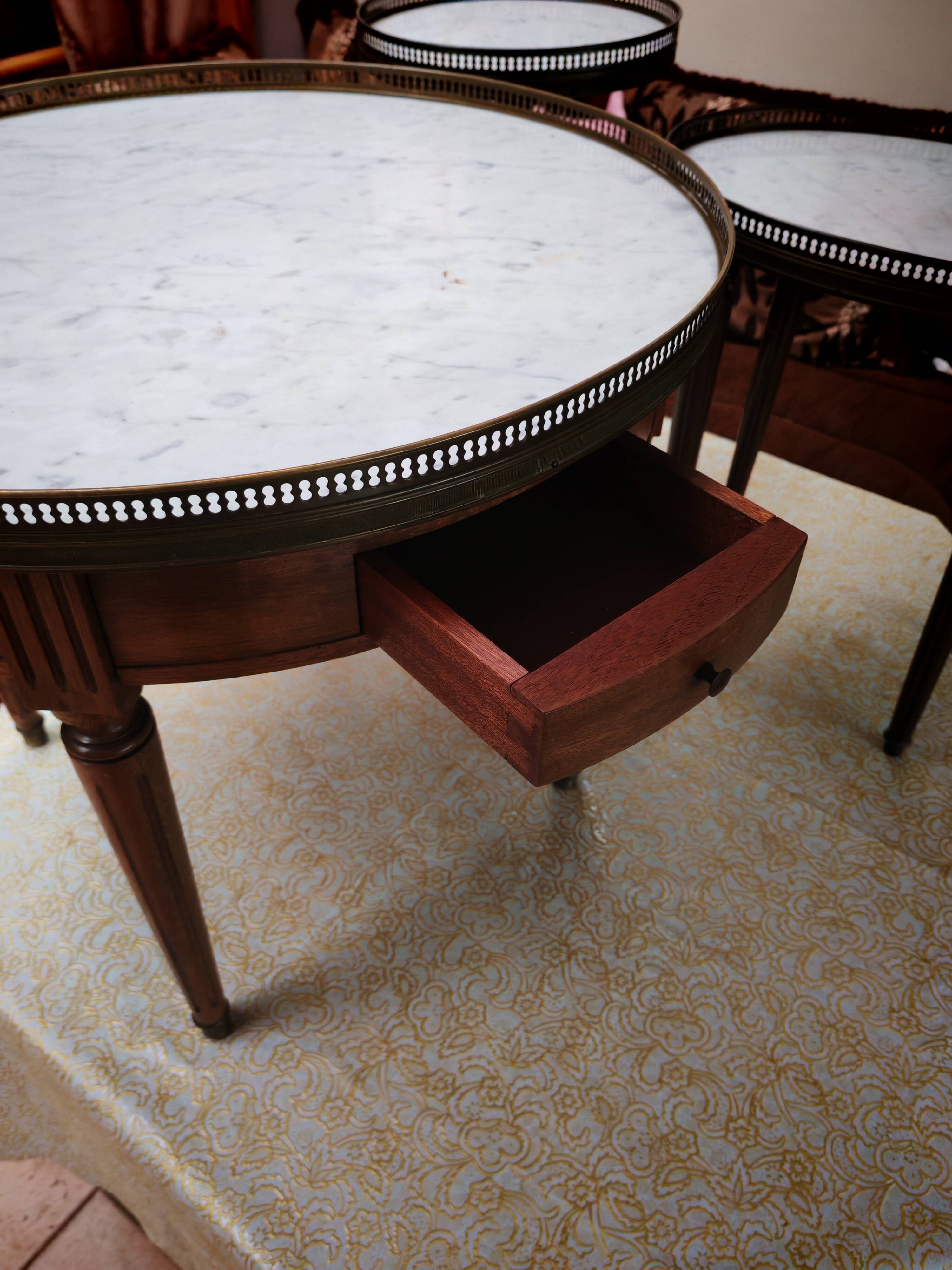 3 tripod bouillotte tables in Louis XVI style