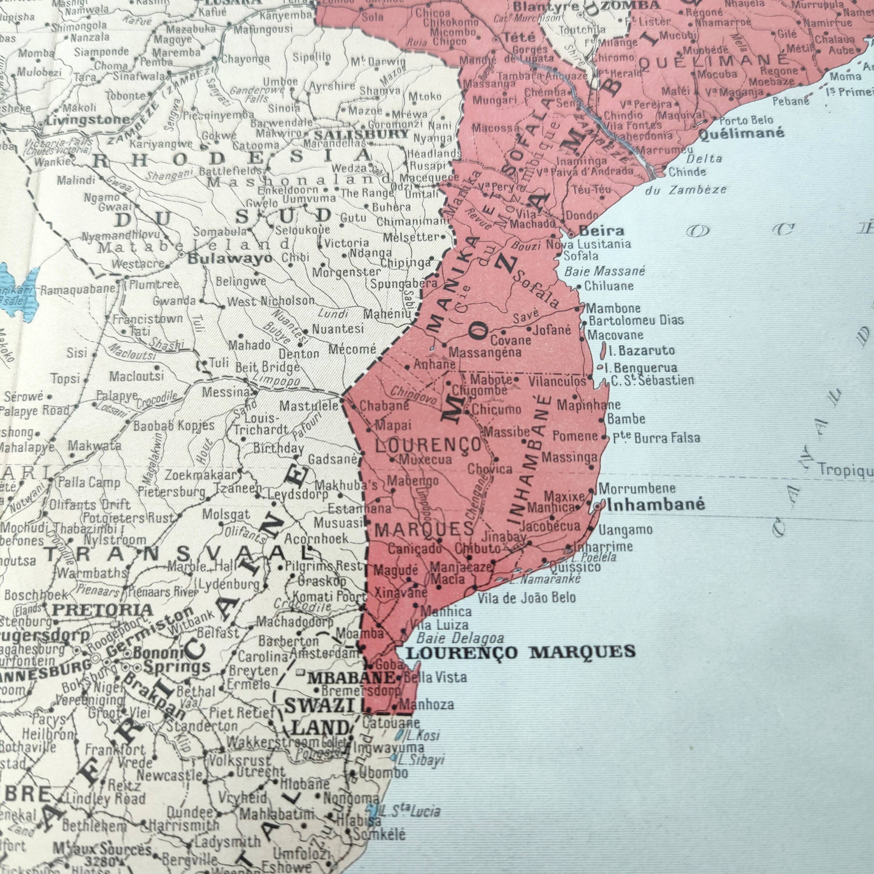 Vintage map of South Africa 38x43cm from 1950