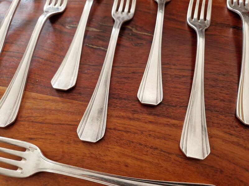 Christofle - Set of 12 Boréal pattern silver-plated table forks