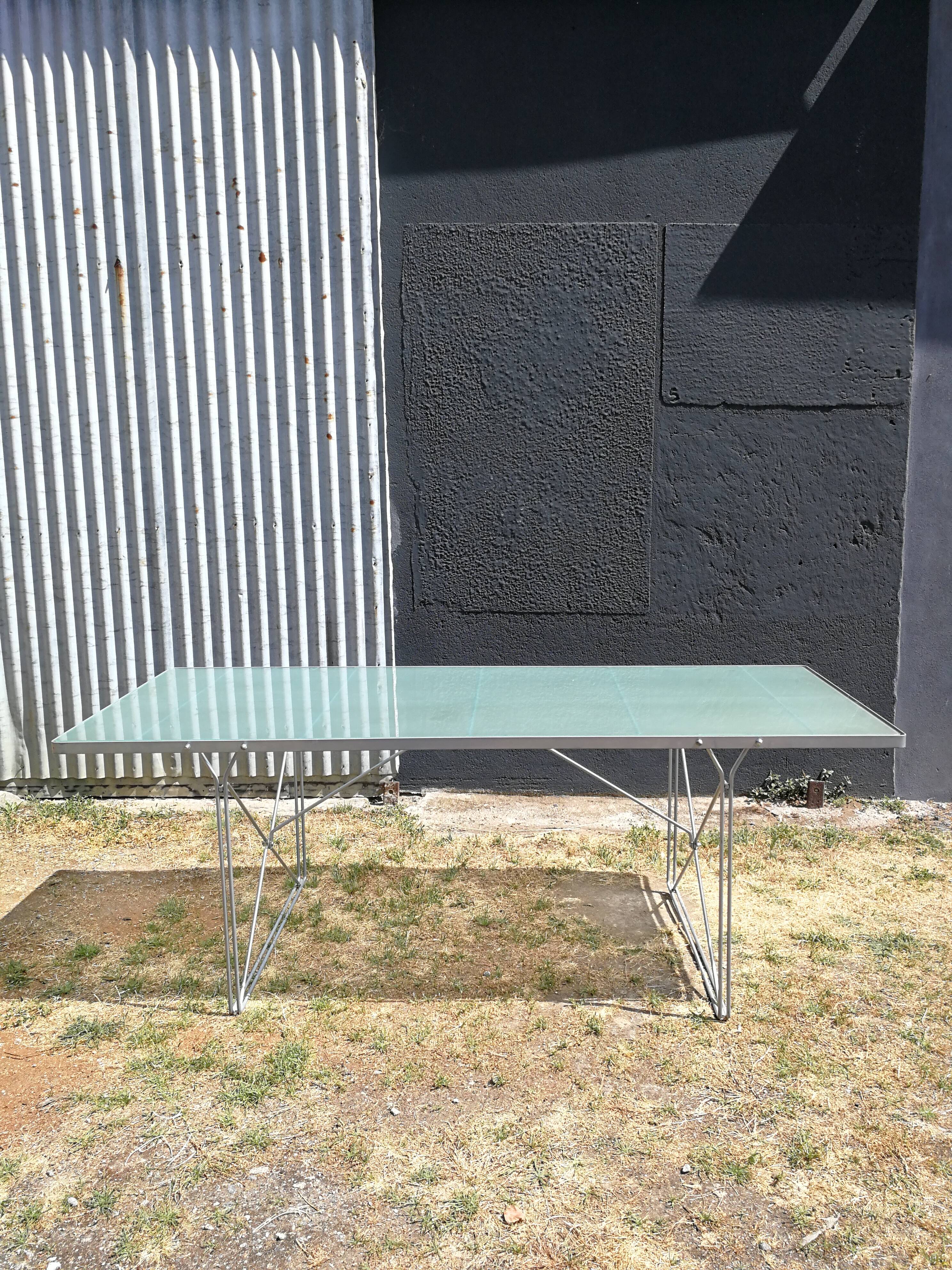 Moment glass and metal table by Niels Gammelgaard for Ikea