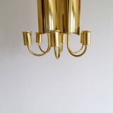 Modern mid-century brass chandelier Reflex Pierre Forssell Skultuna, Sweden
