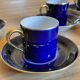 Set of 6 coffee cups and saucers in porcelain
