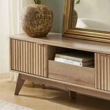 Mid-Century Modern Sideboard with Waveform Panel for TVs up to 50 Inch, Storage Sideboard