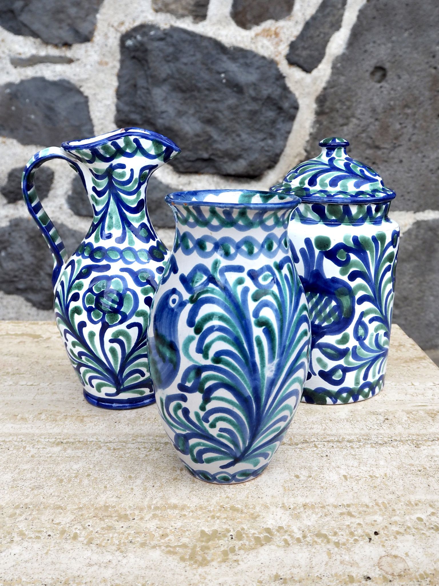 Vase en céramique espagnole Fajalauza, années 1970