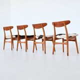 Hans Wegner model CH30 dining chairs in cowskin Carl Hansen Denmark 1952