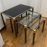 Orsenigo Italy nesting tables - clear glass and smoked glass