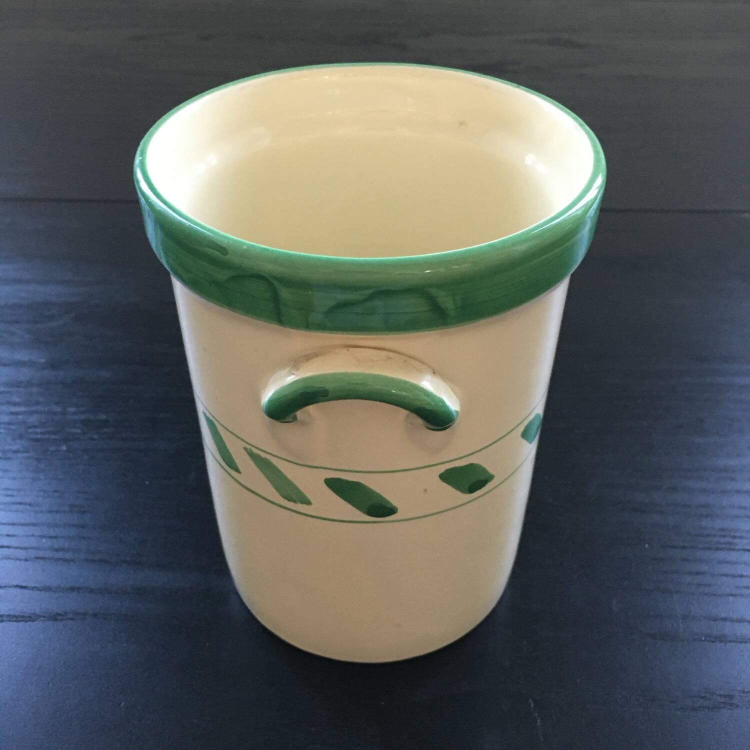 Seau à glace en faïence jaune et verte