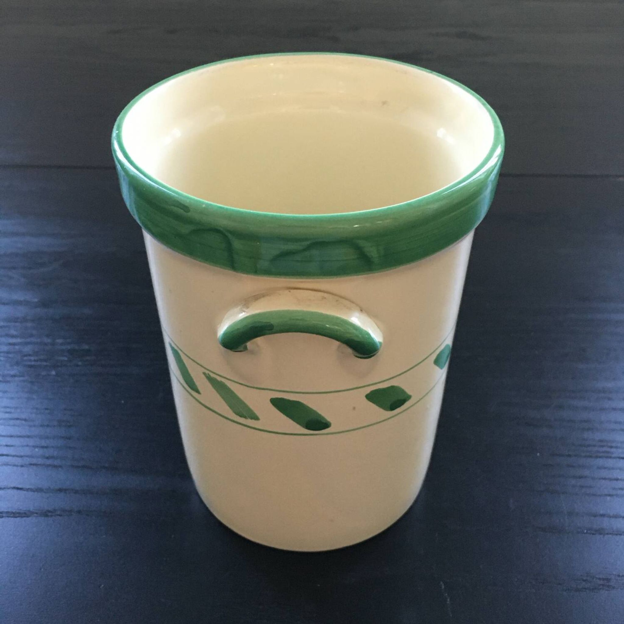 Seau à glace en faïence jaune et verte