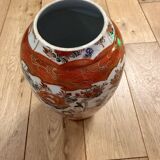 Large Japanese Kutani Porcelain Vase – Moriage Floral Relief – Early 2