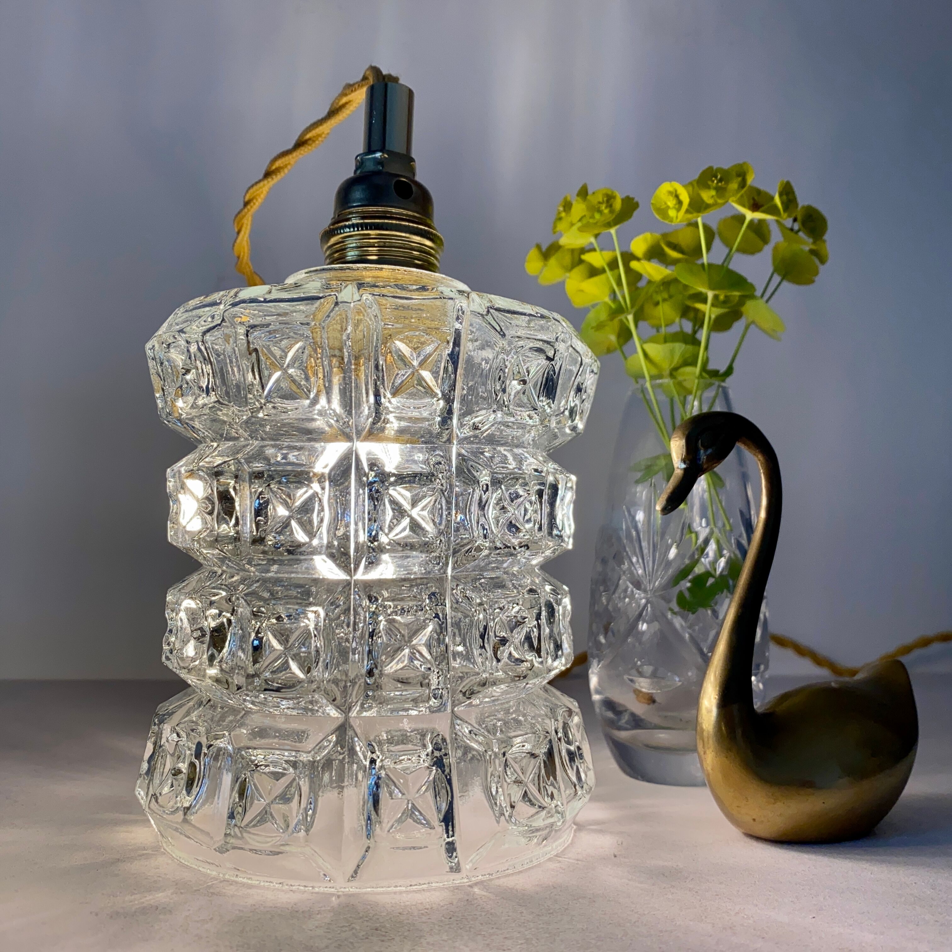 Vintage tulip walkman in molded glass