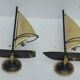 Pair of vintage sconces Sailboats in brass marine décor
