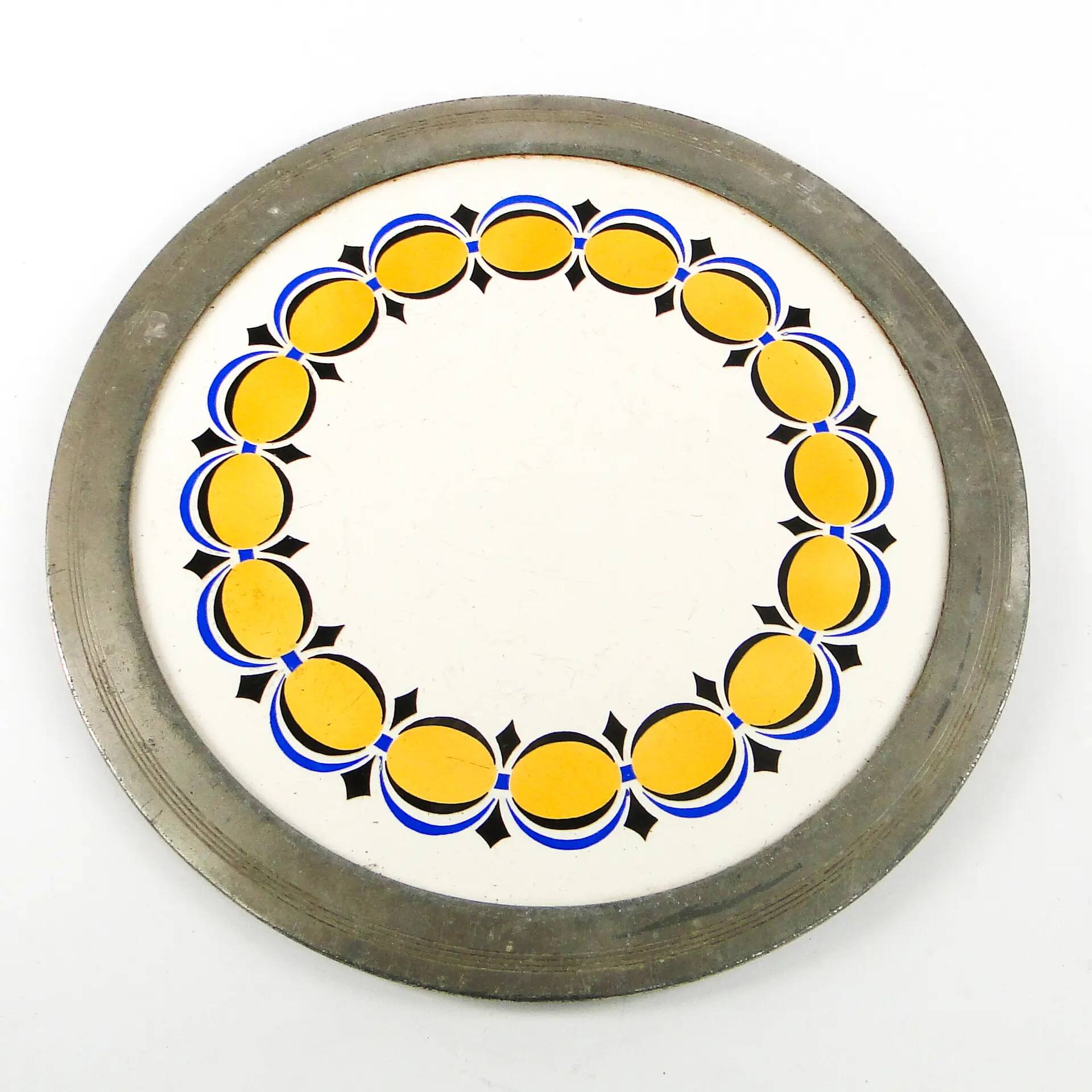 Art Nouveau tray, silver-plated brass, white porcelain, Austria, early 20th century