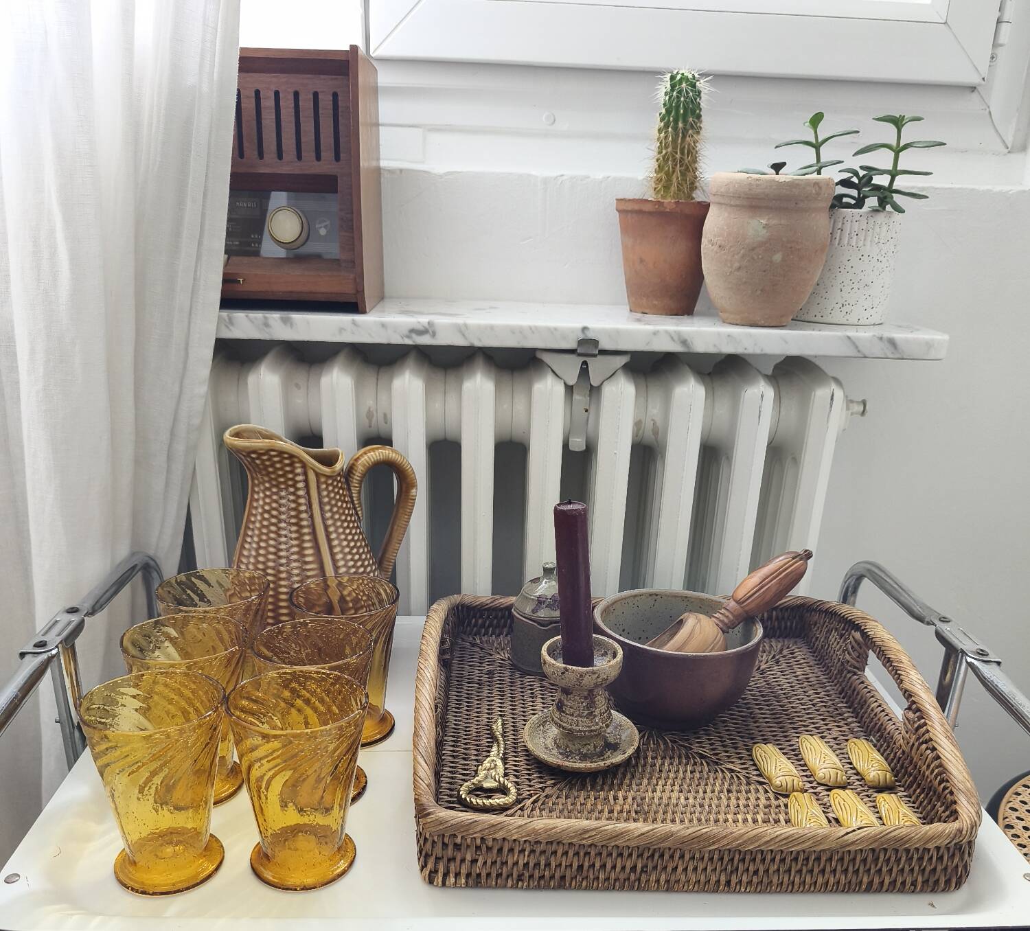 Set of 6 amber glasses