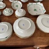 Gorgeous Herend Hungary Apponyi Chinese Bouquet Green Complete Dinner, Brea