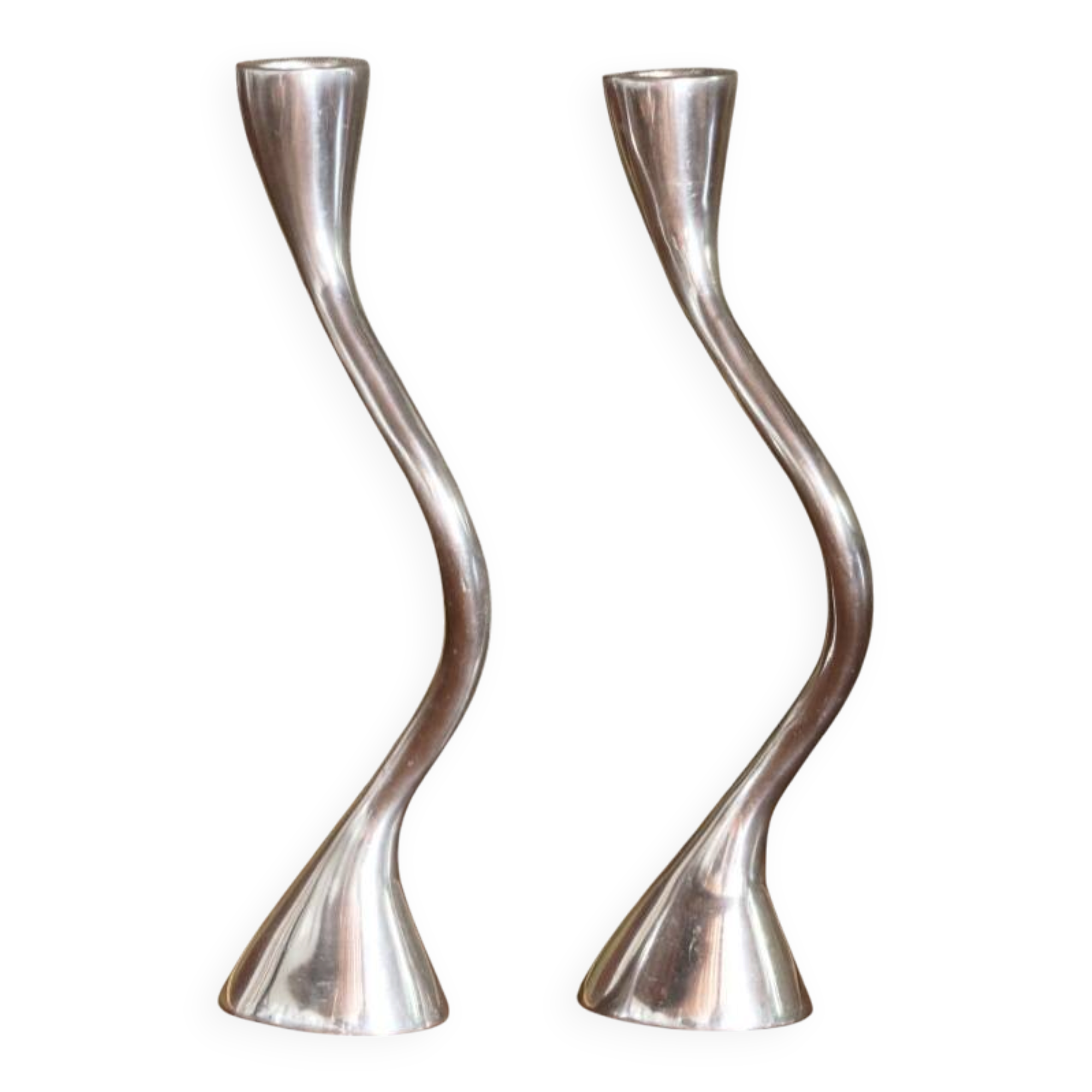 2 bougeoirs zig zag, design Xavier Lust