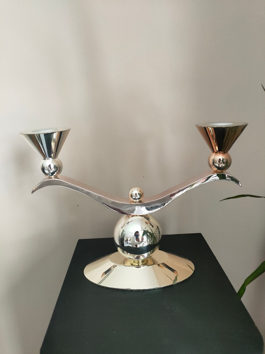 Bougeoir argenté double feux