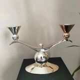Bougeoir argenté double feux