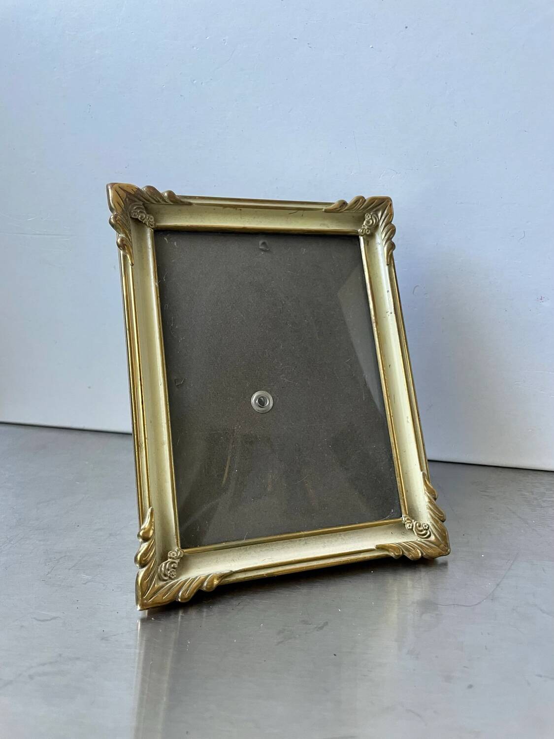 Art deco  metal picture frame 14 cm x 11  convex glass