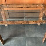 Half-timbered coffee table in elm burl