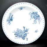 Plat creux, saladier à décor de fleurs bleues u&c Sarreguemines, service "Flore"