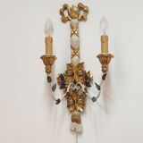 Polychrome beech wood sconces. Spain 1900