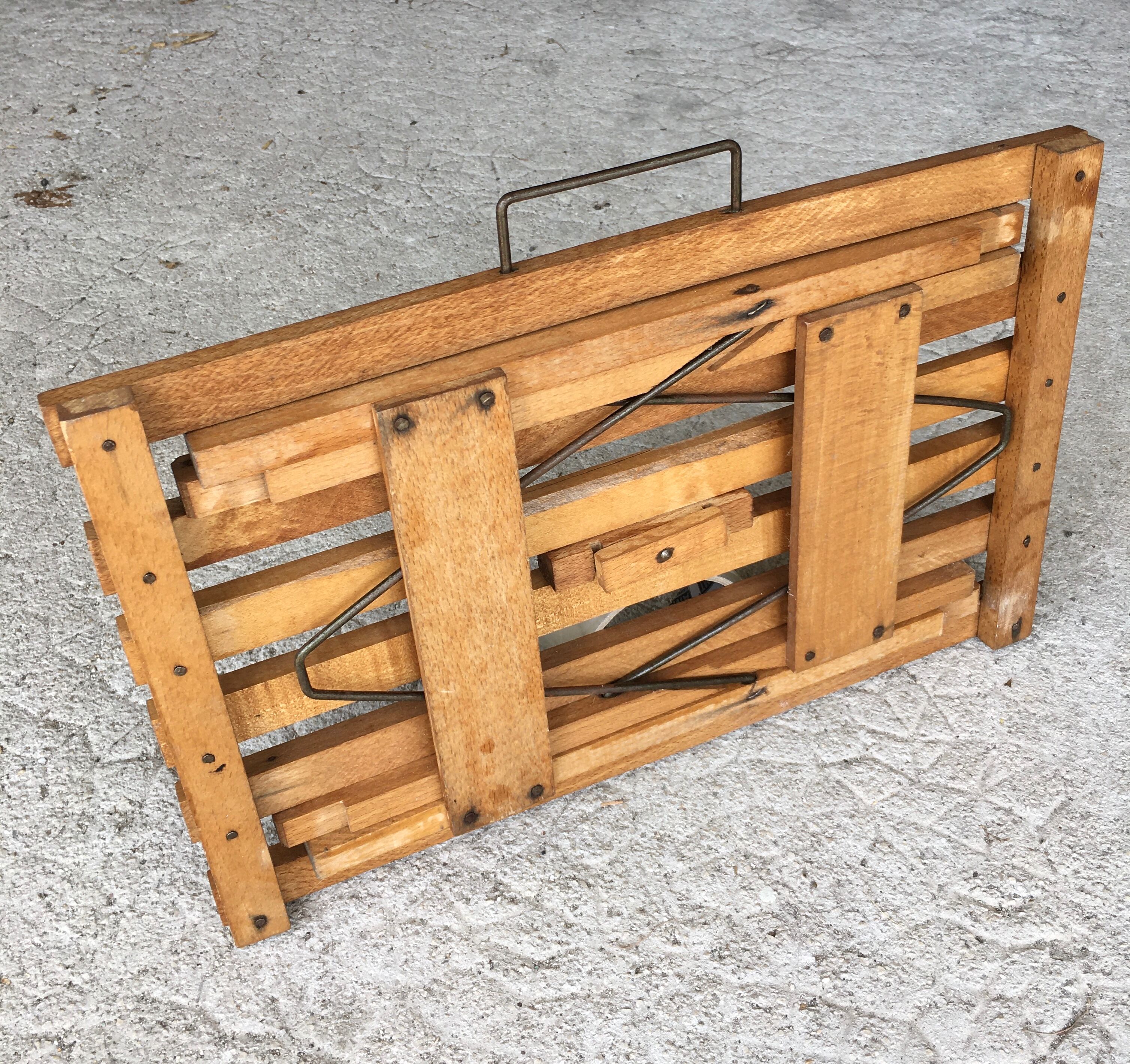 Folding wooden stool
