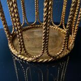 1960s brass rope umbrella stand with leaves