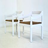 Set of two Carimate chairs by Vico Magistretti in white