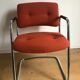 Fauteuil vintage de bureau piètement luge en laine orange par steelcase strafor