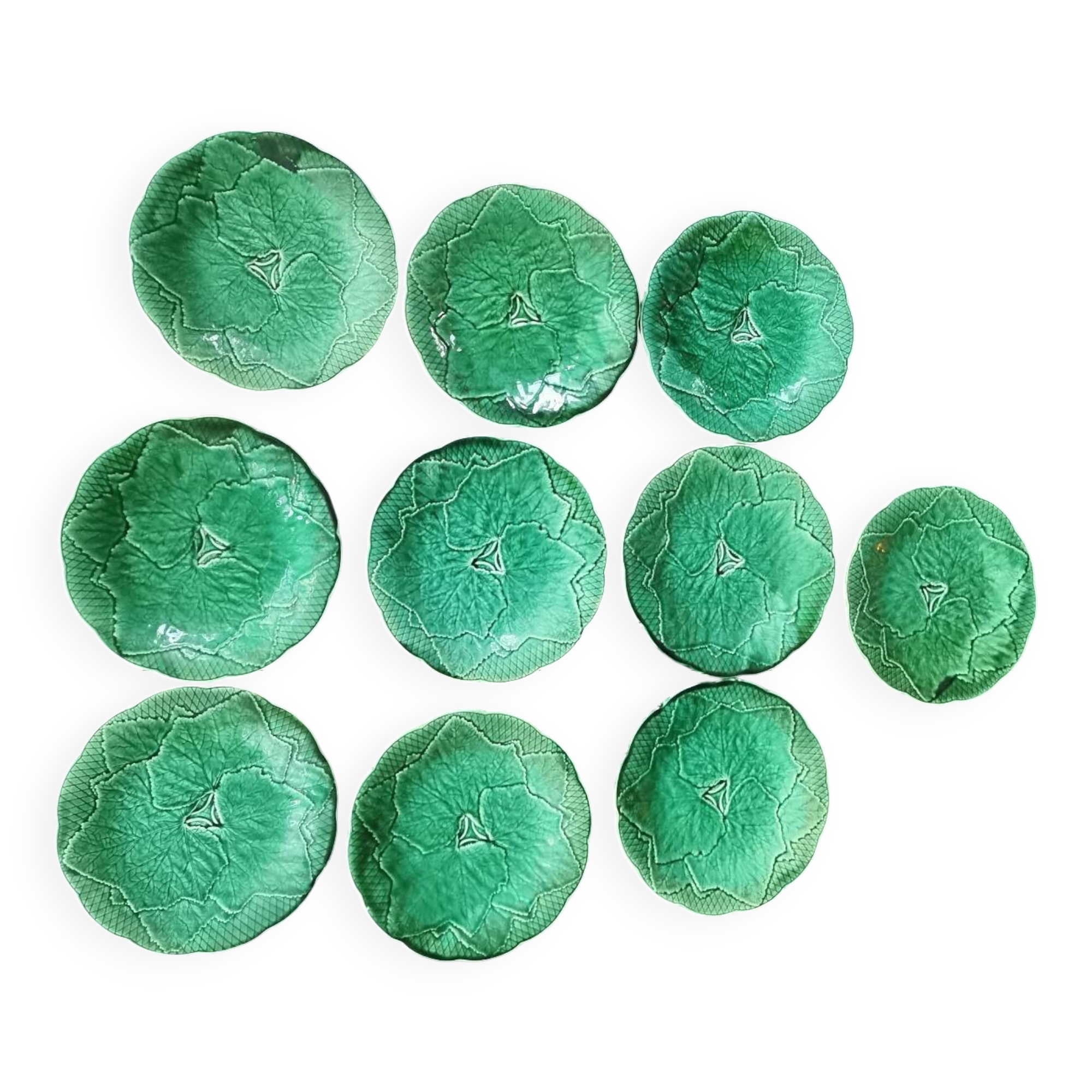 Set of 10 vintage Gien barbotine plates