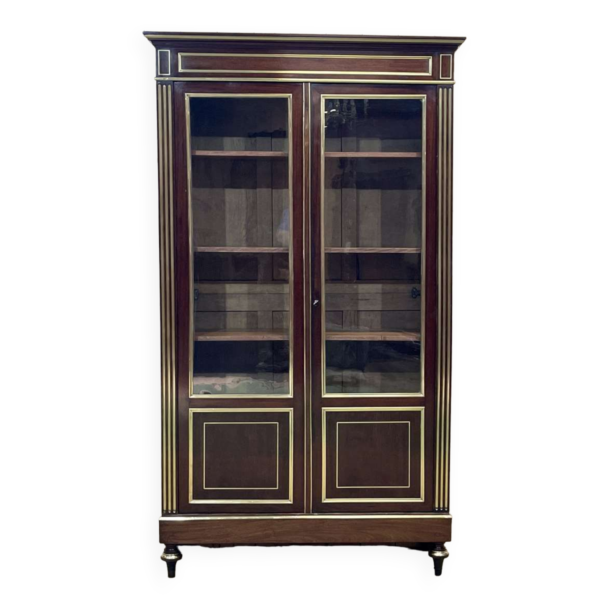 Napoleon III library in mahogany and brass nets (XIXth)