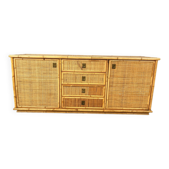 Wicker and bamboo sideboard by Dal Vera, 1960s