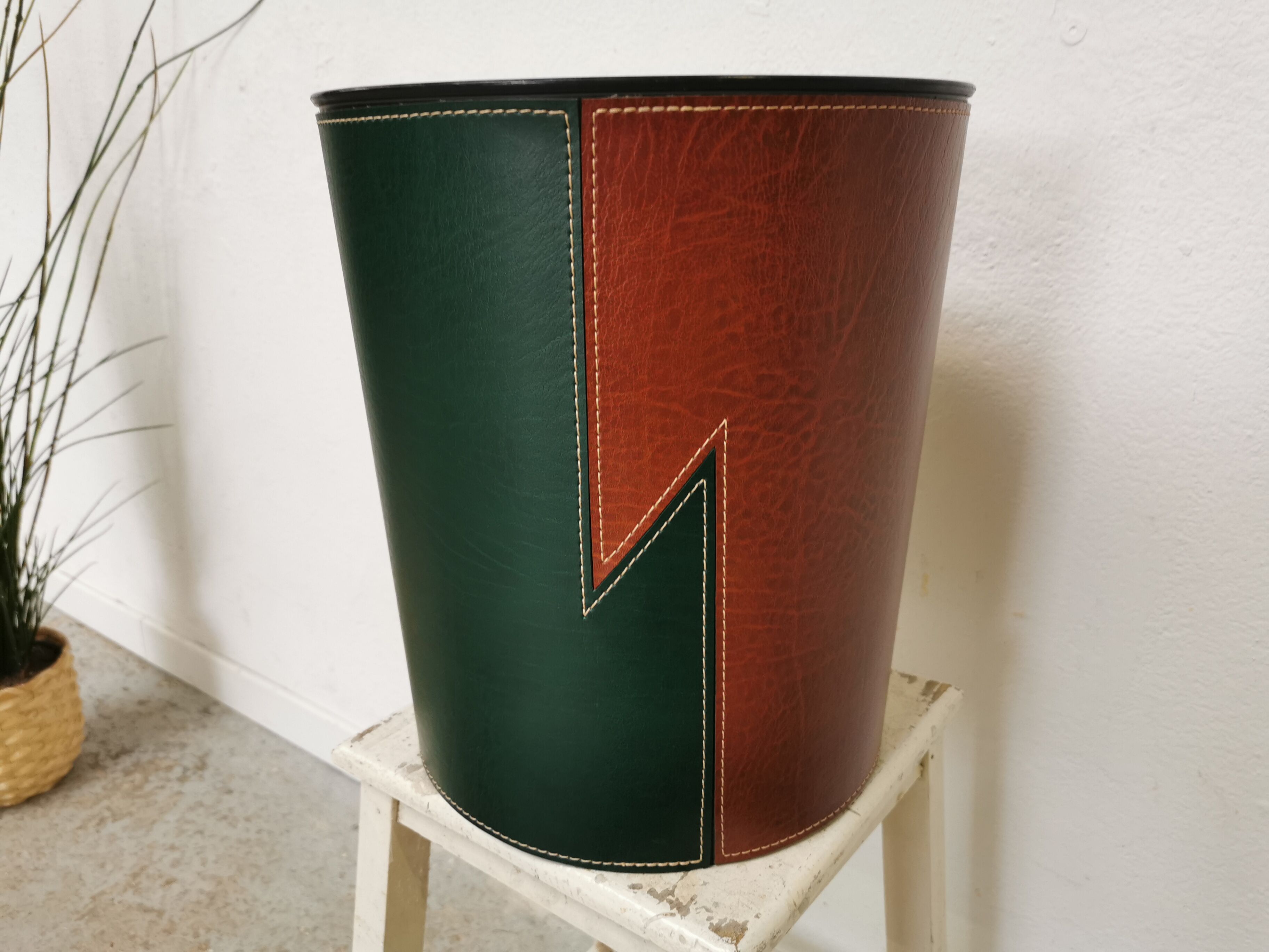 Vintage leather paper basket Denmark