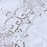 Old rectangular tablecloth hand embroidered