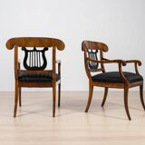 Pair of Biedermeier Armchairs, Germany, 19th Century, Walnut, French Polish