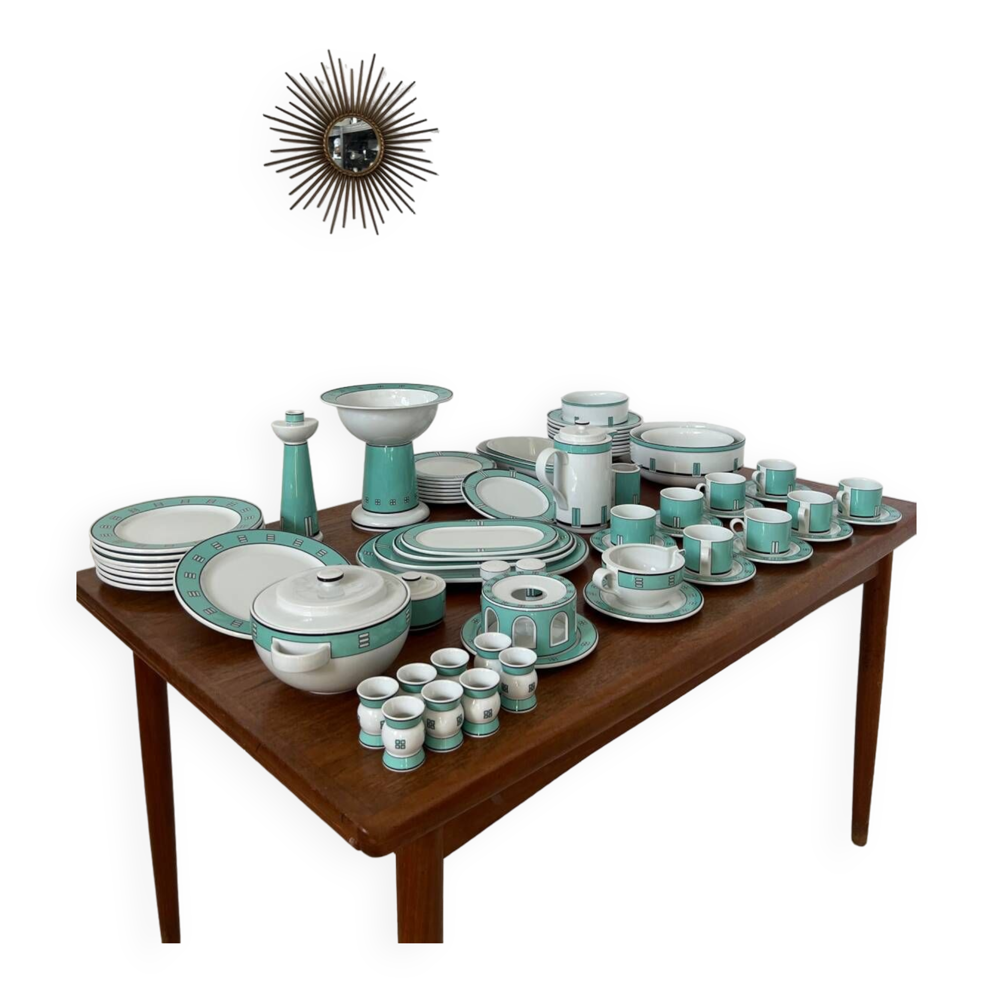 Vintage 72-piece tableware set Arzberg model Cult Focus postmodern bauhaus style